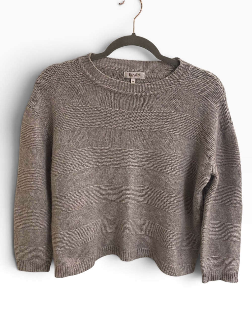 BARTOLINI ITALY ITALIAN CASHMERE CROPPED SWEATER GRAY MEDIUM 3/4 LENGTH SLEEVE